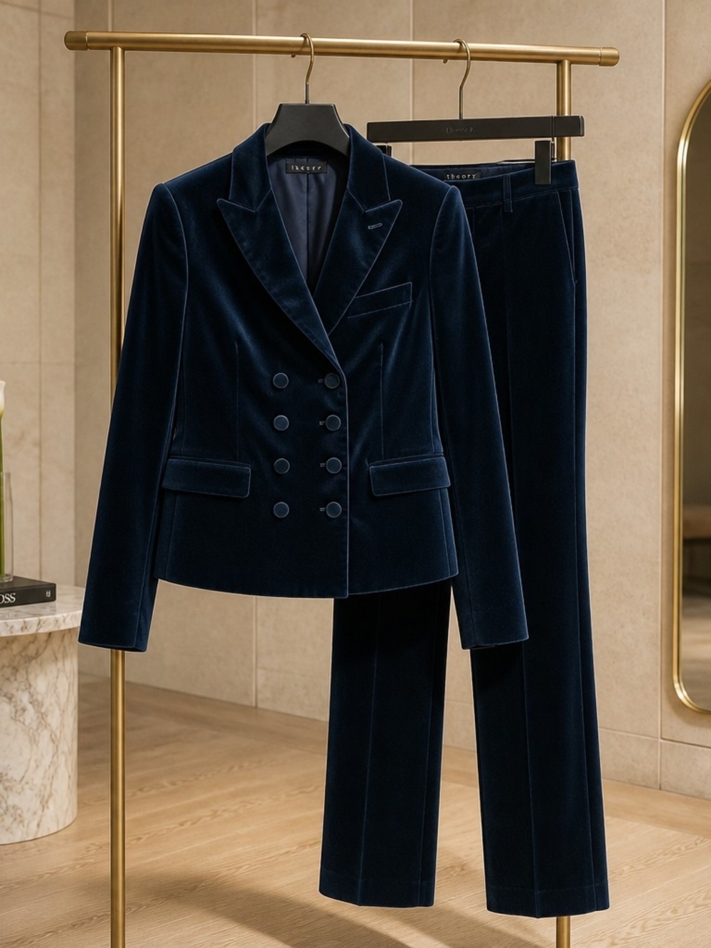Theory Velvet 2-Piece Suit Cotton Stretch Jacket 0 Pants 4